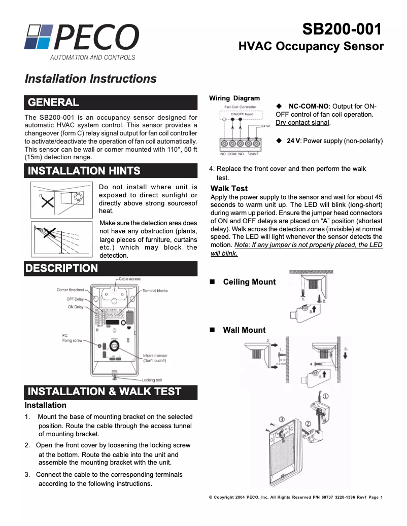 Página 1 del manual Manual de usuario PECO SB200-001