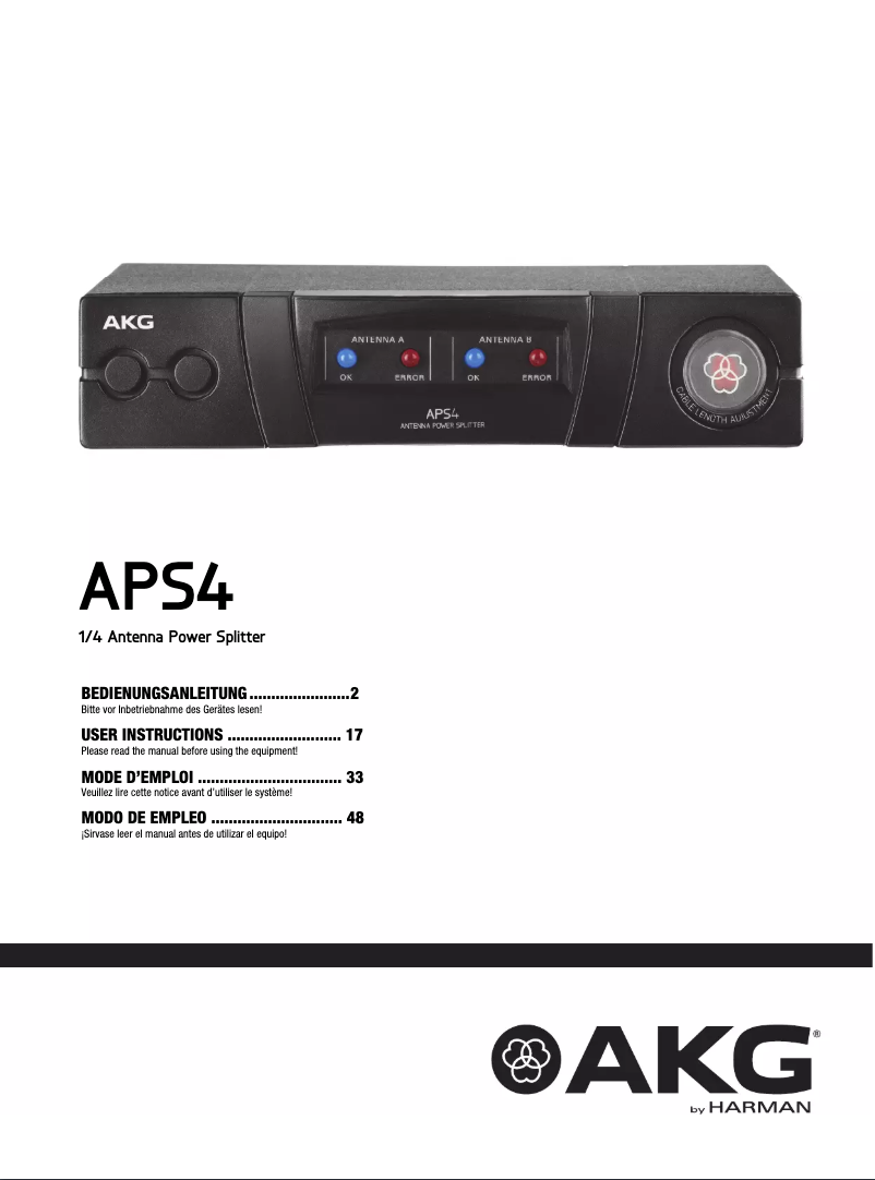 Image de la première page du manuel de l'appareil APS4