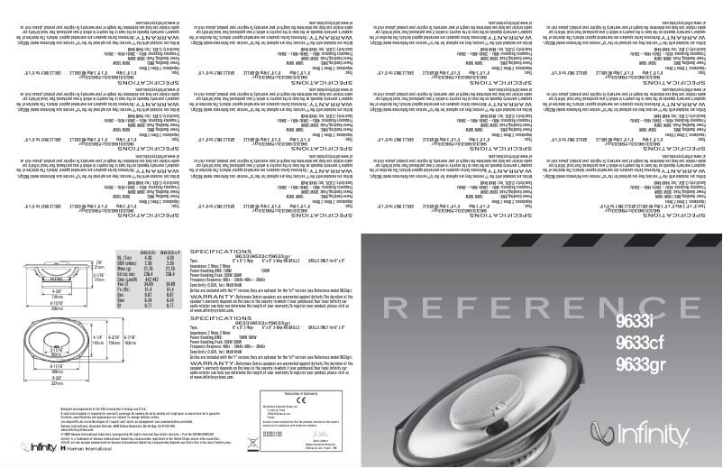 Page 1 de la notice Manuel utilisateur Infinity Reference 9633i