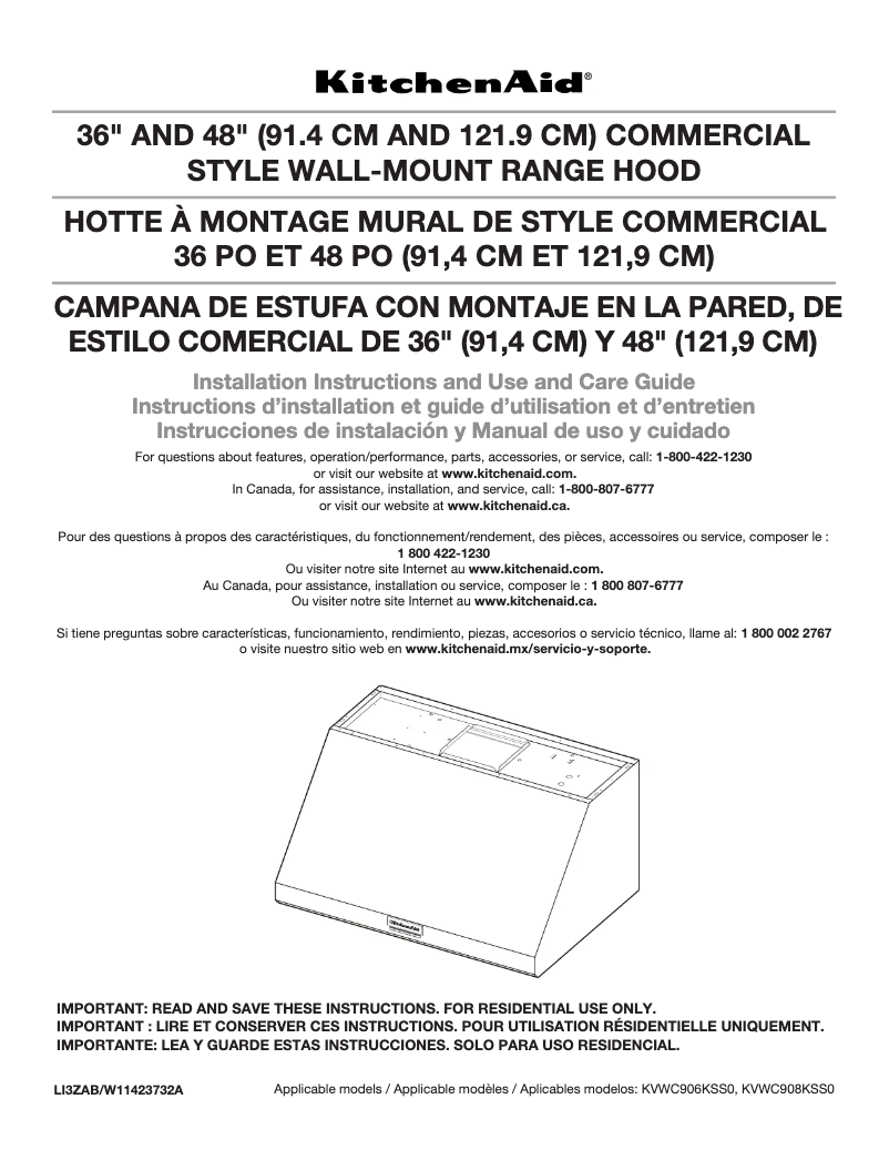 Page 1 de la notice Manuel utilisateur KitchenAid KVWC906KSS
