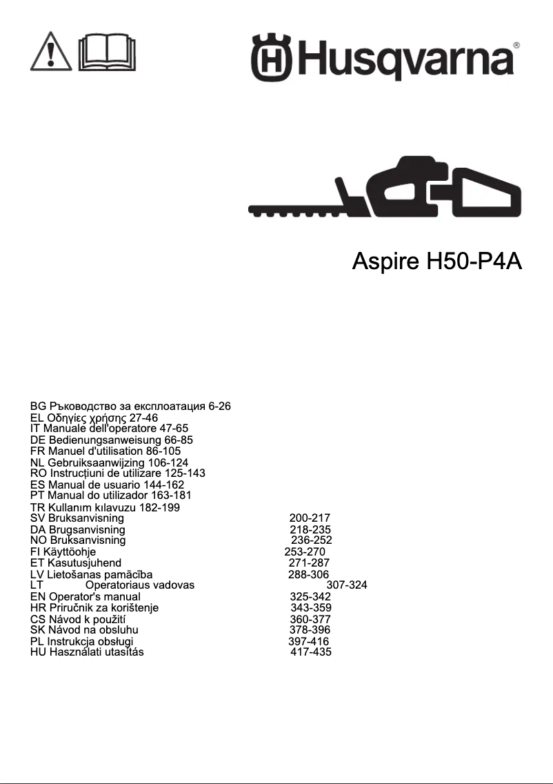 Page 1 de la notice Manuel utilisateur Husqvarna Aspire H50-P4A