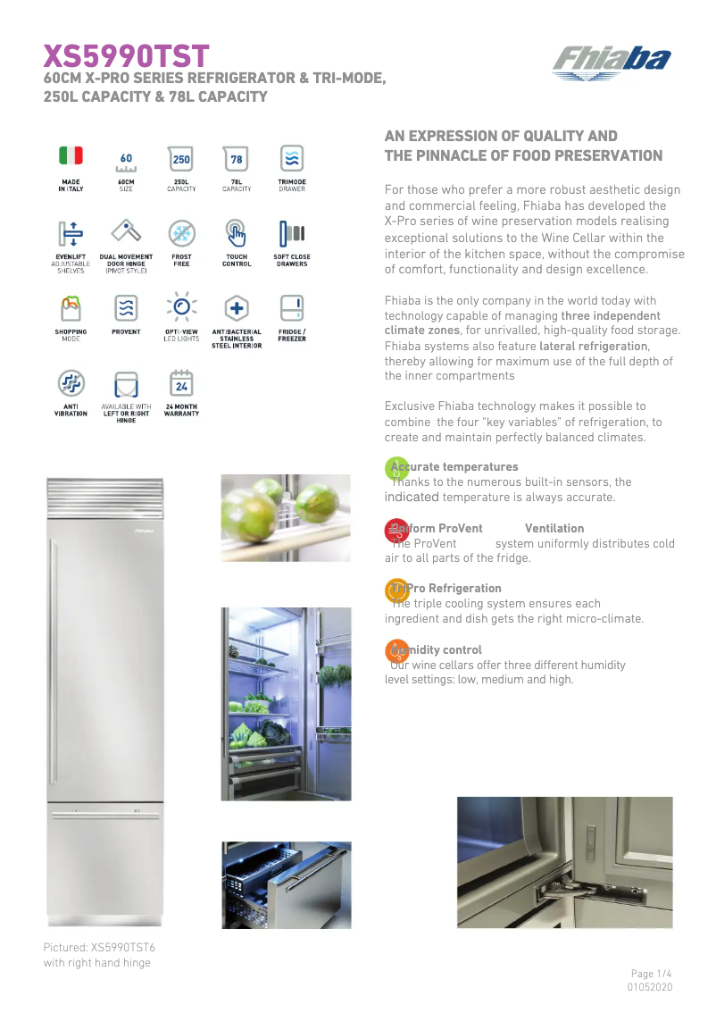 Page 1 de la notice Fiche technique Fhiaba XS5990TST6