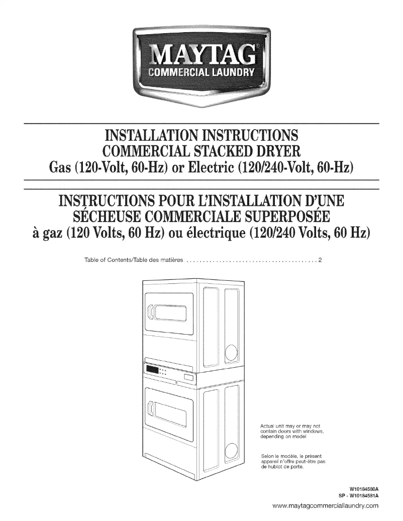 Page 1 de la notice Manuel utilisateur Maytag MLE24PDAYW1