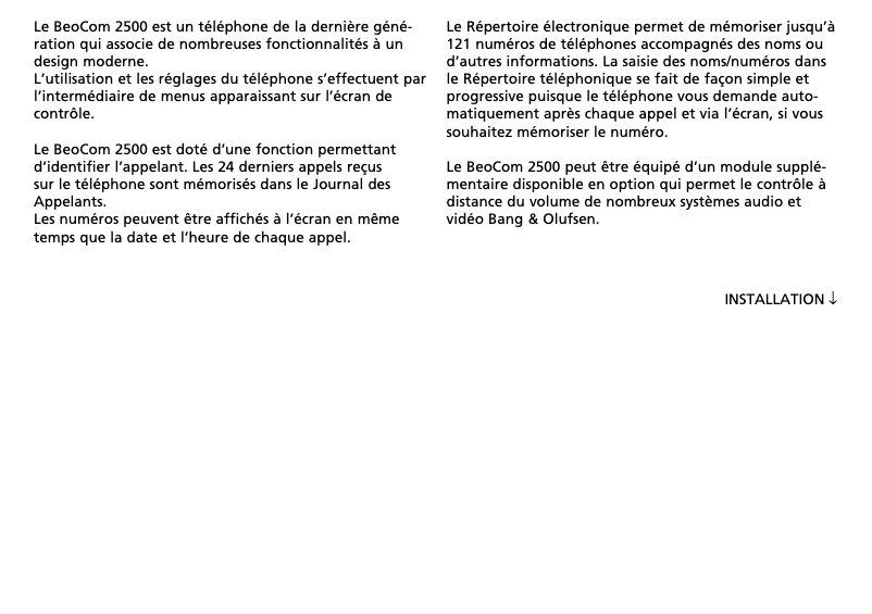Image de la première page du manuel de l'appareil Beocom 2500