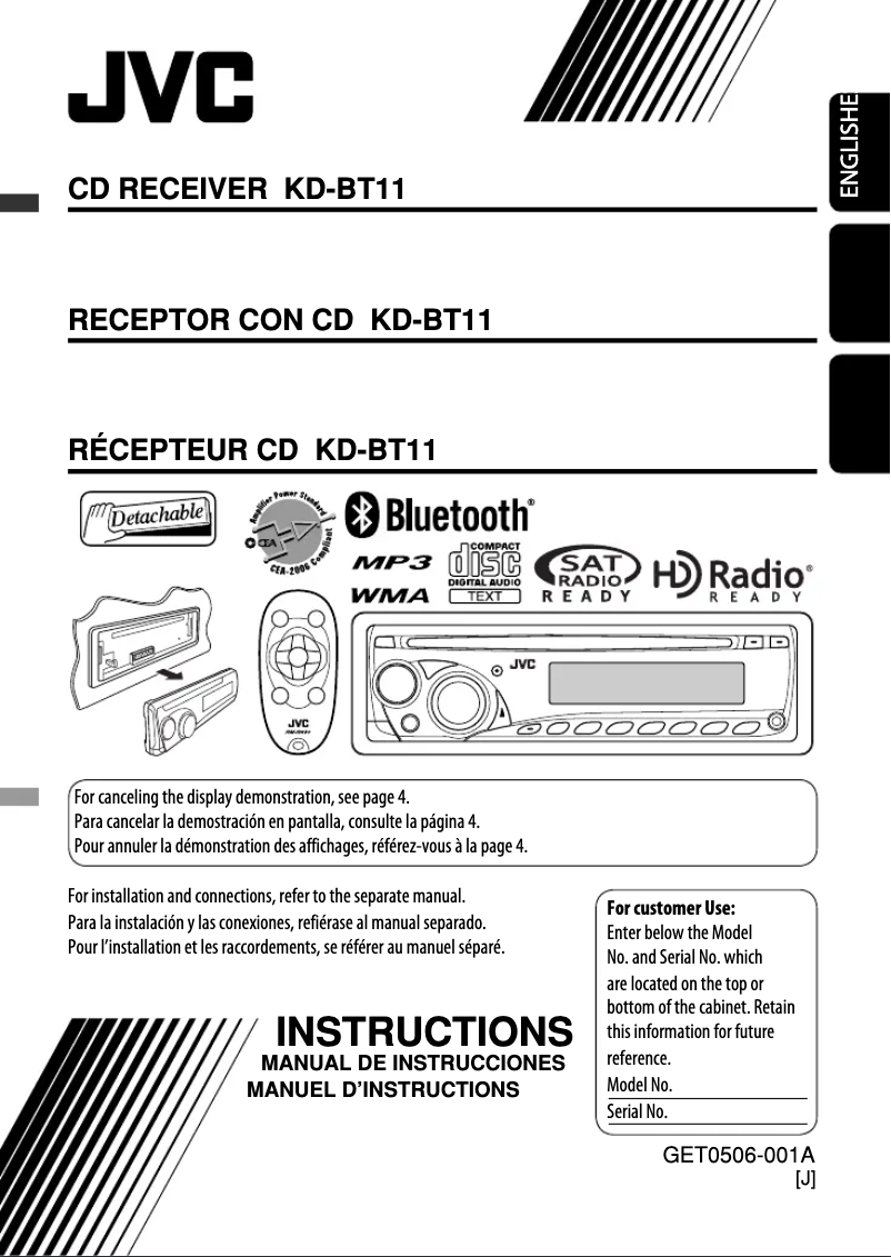 Page n°1 - Manuel utilisateur JVC KD-BT11