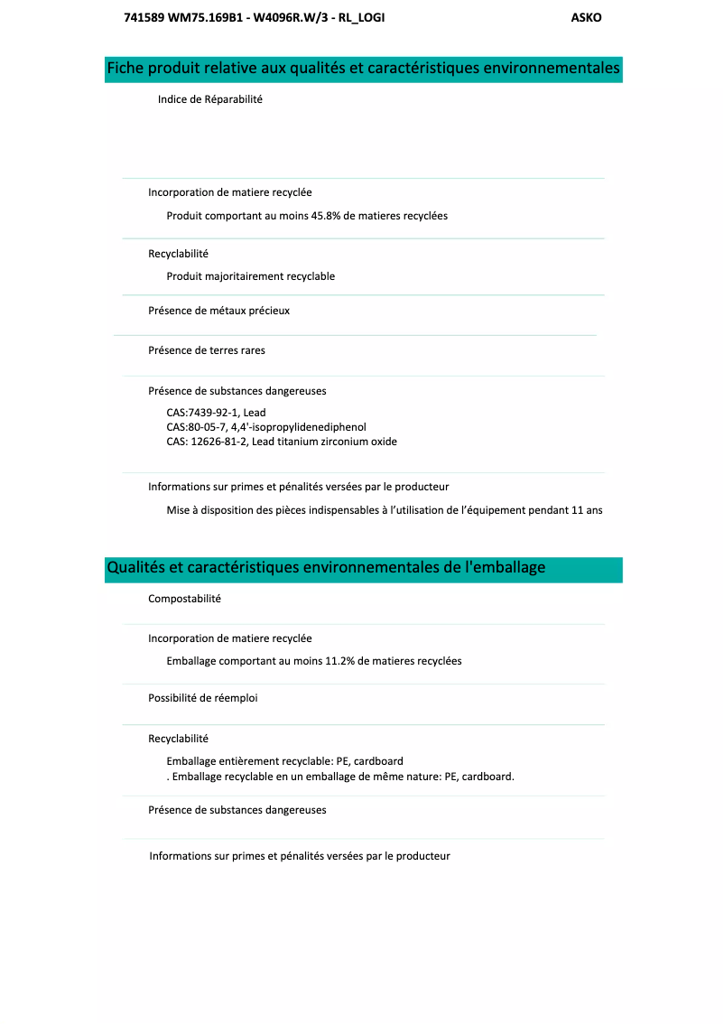 Image de la première page du manuel de l'appareil W4096RW3
