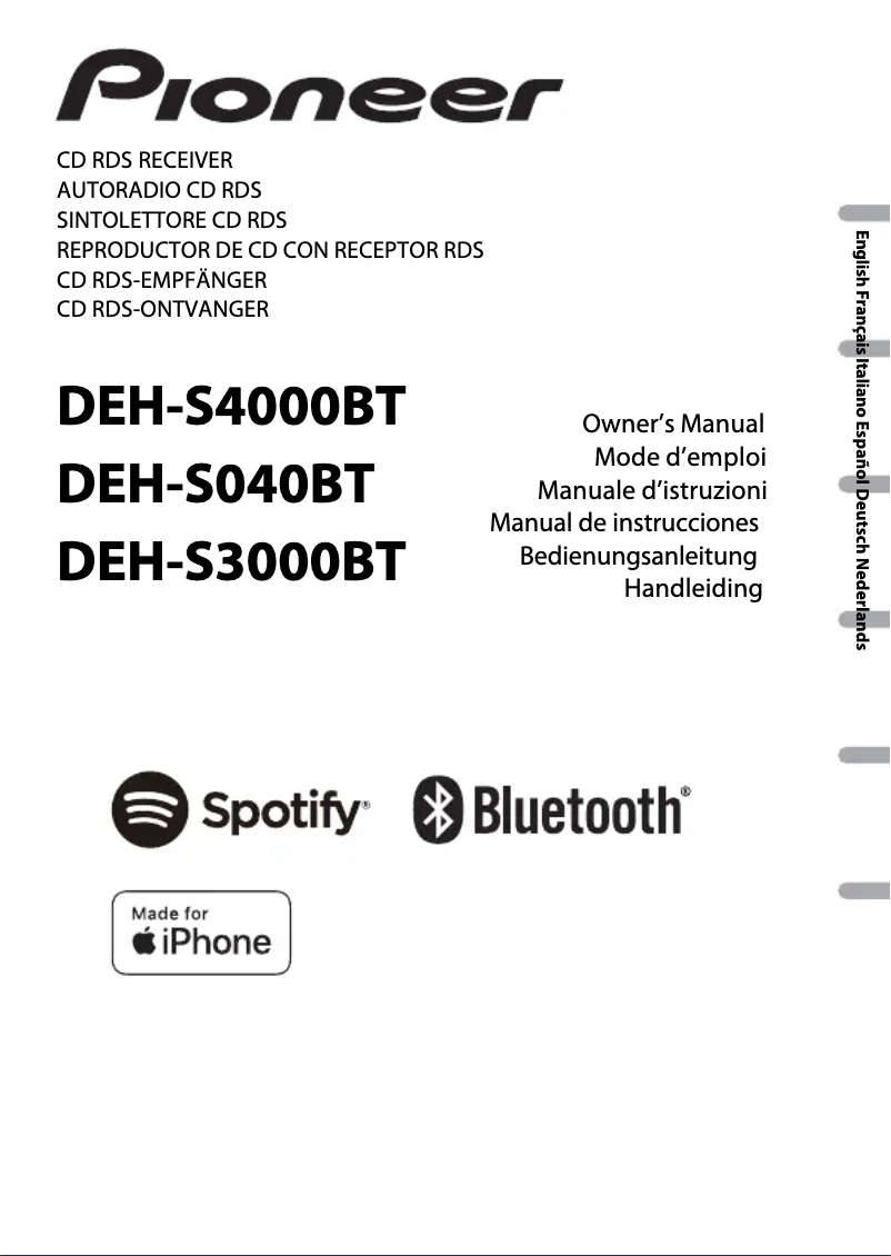 Page n°1 - Manuel utilisateur Pioneer DEH-S4000BT