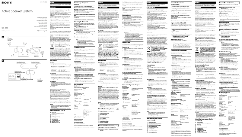 Image de la première page du manuel de l'appareil SRS-D25PC