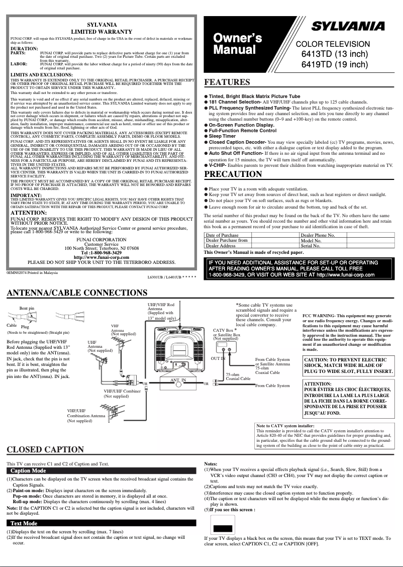 Image de la première page du manuel de l'appareil 6419TD