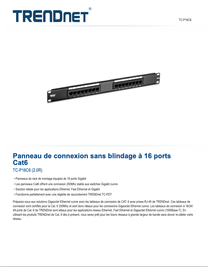 Page n°1 - Fiche technique TRENDnet TC-P16C6