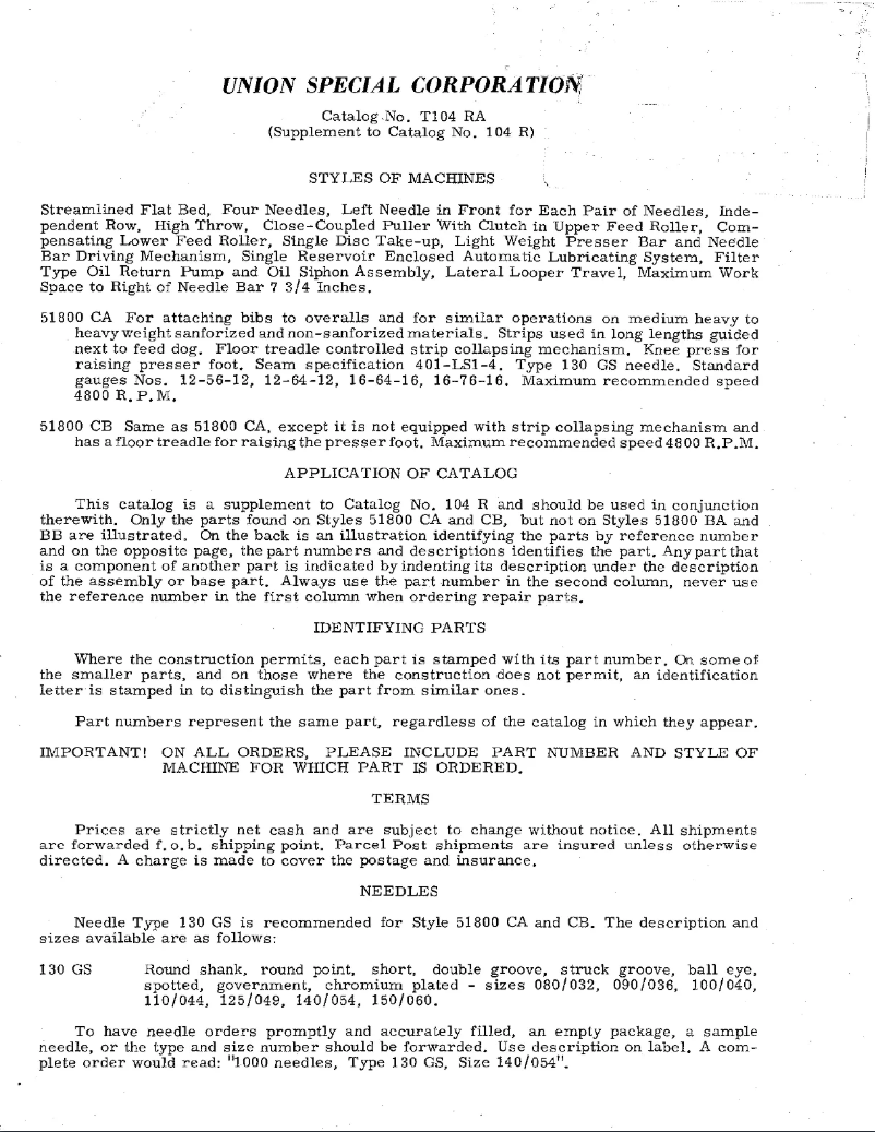 Page 1 de la notice Manuel utilisateur Union Special 51800CB