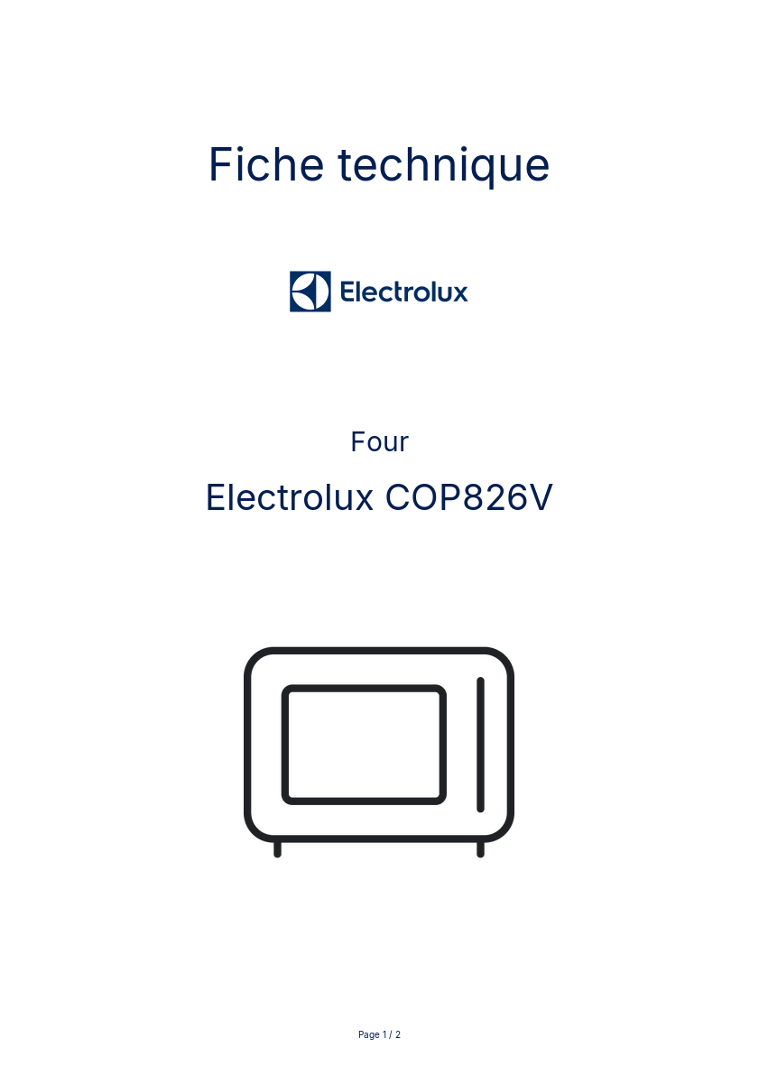 Page n°1 - Fiche technique Electrolux COP826V