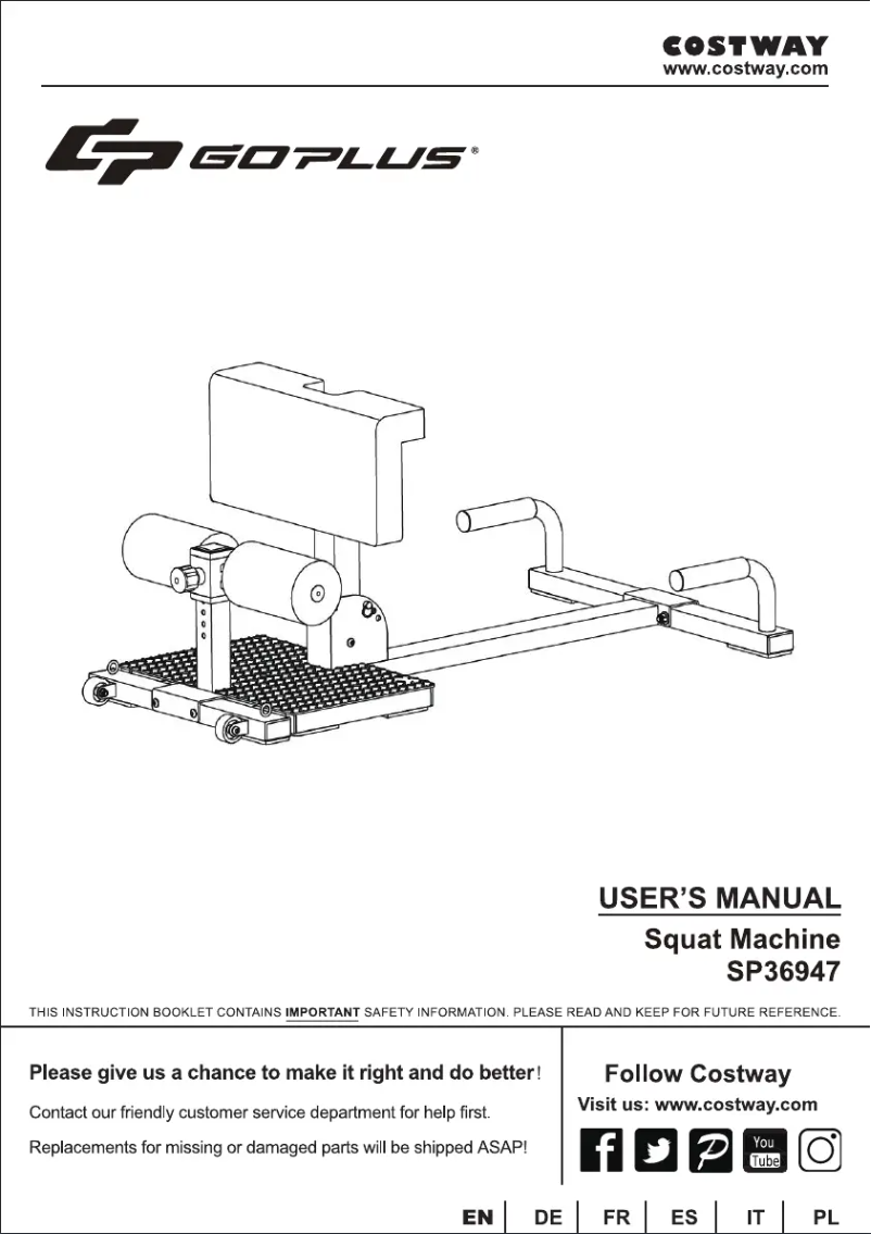 Page 1 de la notice Manuel utilisateur Costway SP36947
