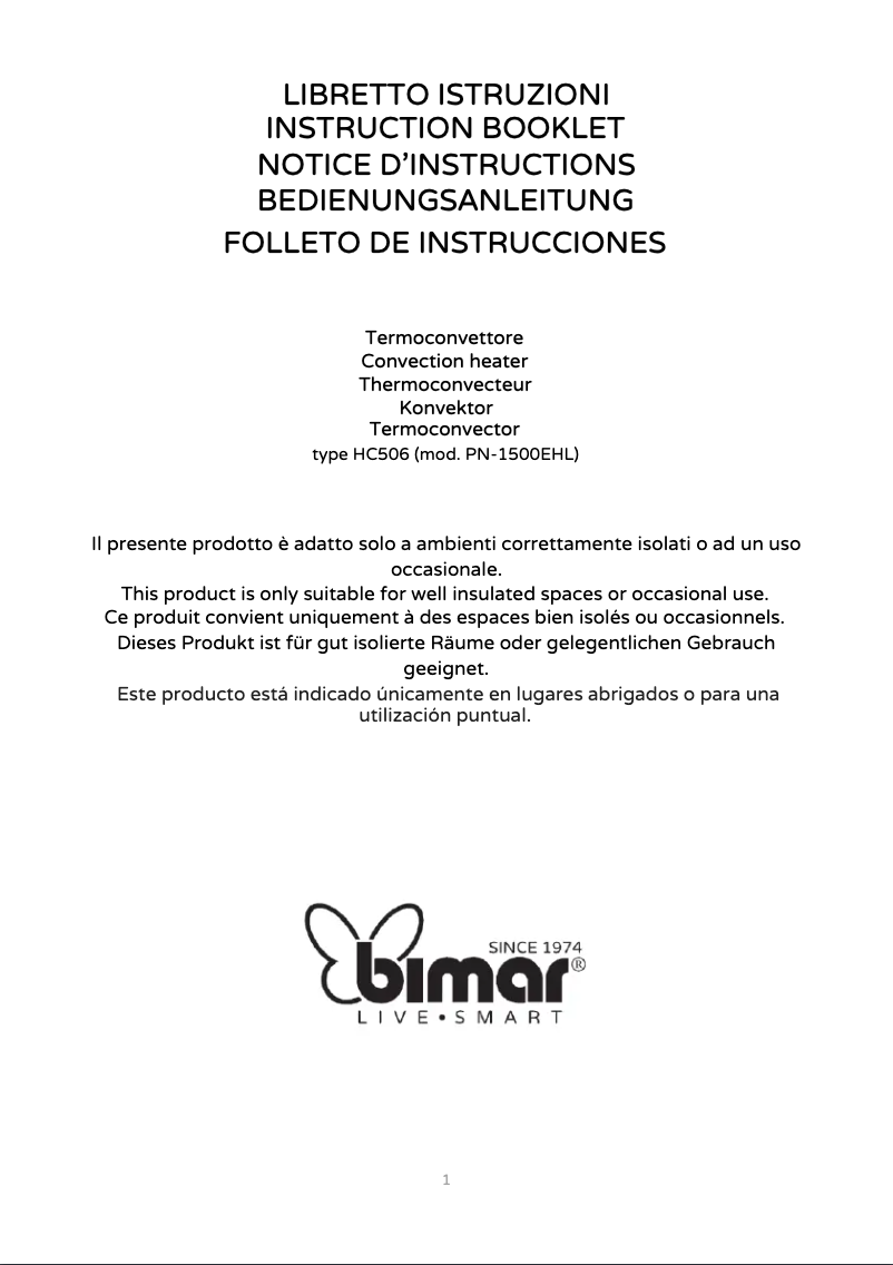 Page n°1 - Manuel utilisateur Bimar HC506