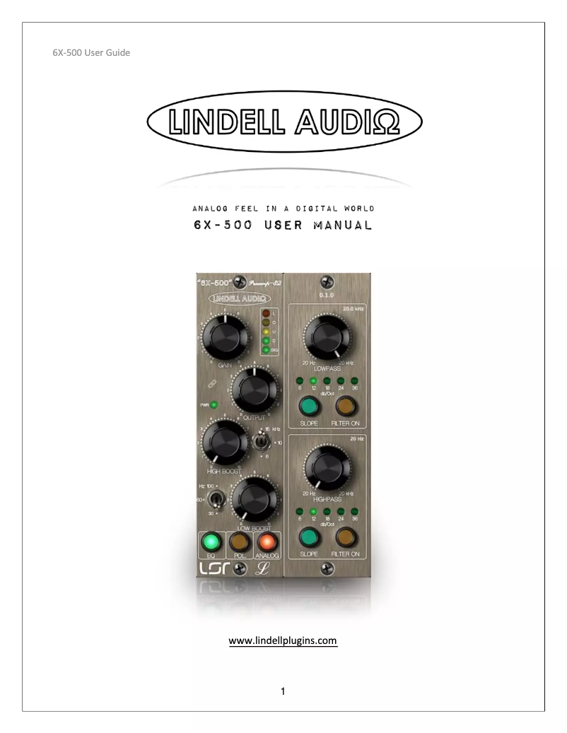 Página 1 del manual Manual de usuario Lindell Audio 6X-500