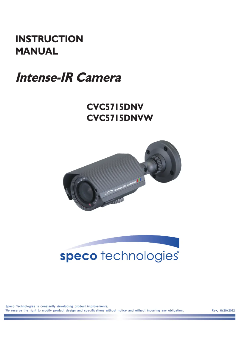Page n°1 - Manuel utilisateur Speco Technologies CVC5715DNV