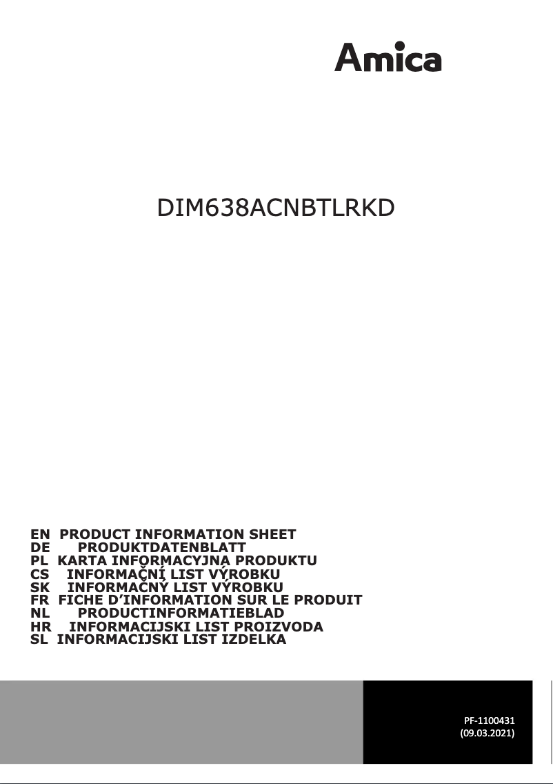 Image de la première page du manuel de l'appareil DIM638ACNBTLRKD
