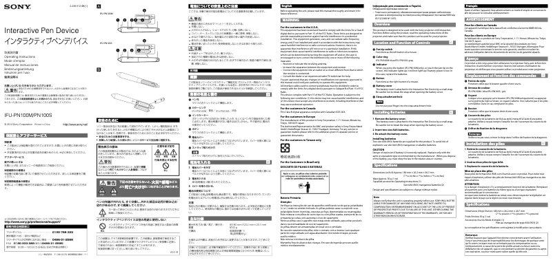 Page n°1 - Manuel utilisateur Sony IFU-PN100M