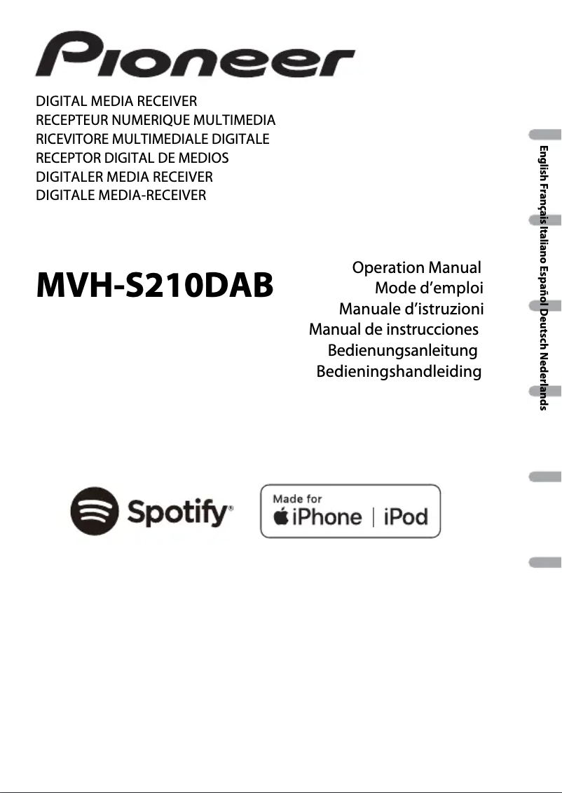 Page n°1 - Manuel utilisateur Pioneer MVH-S210DAB