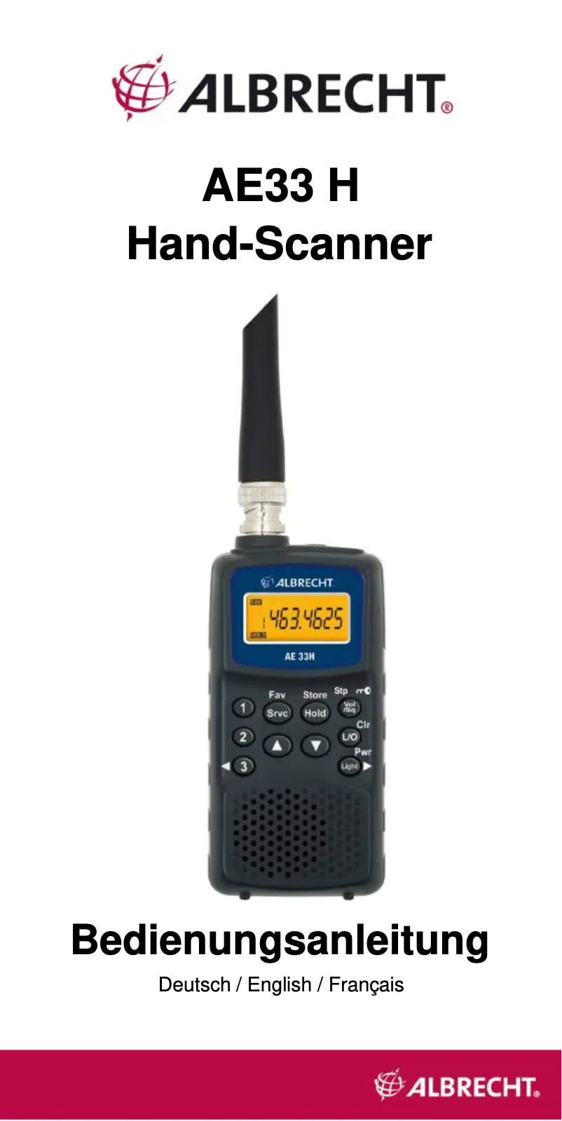 Page 1 de la notice Manuel utilisateur Albrecht AE 33 H