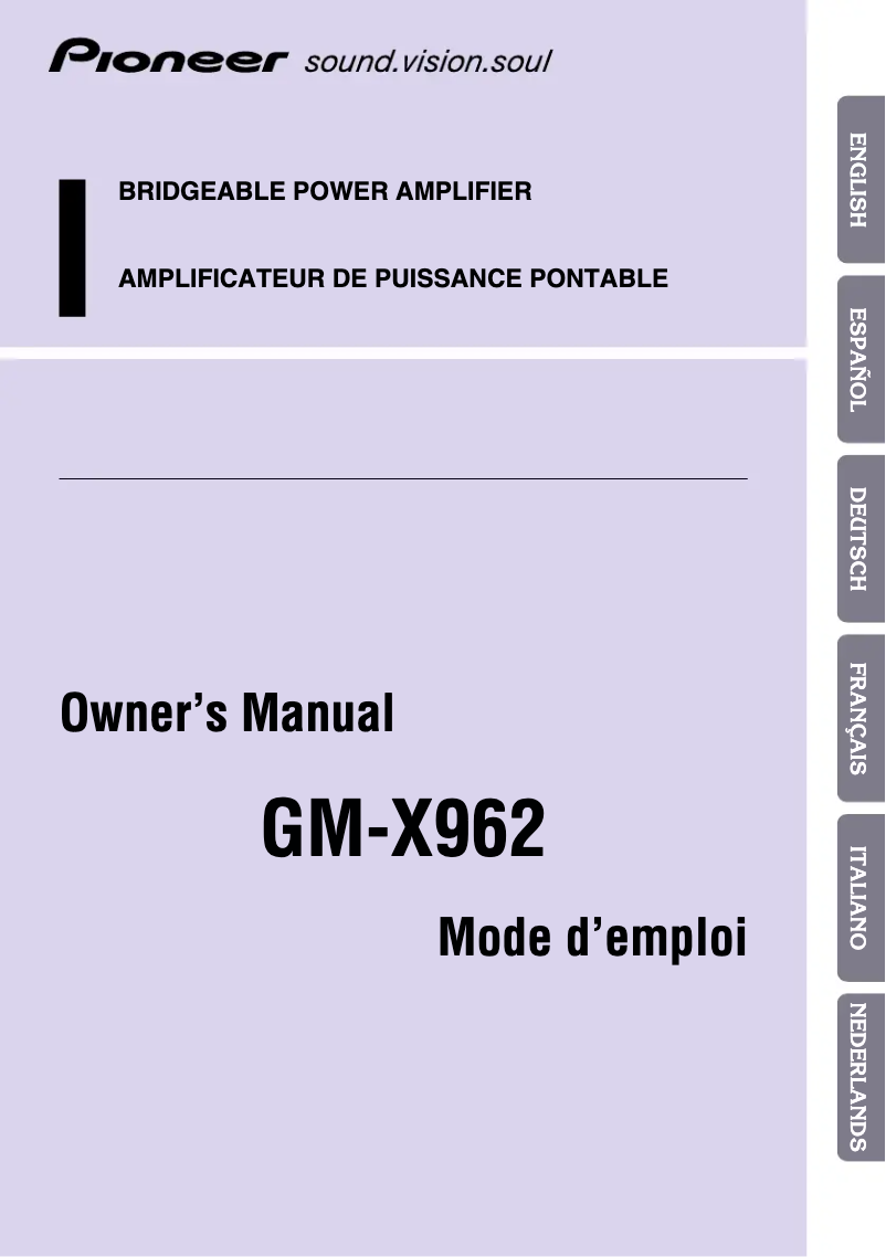Page n°1 - Manuel utilisateur Pioneer GM-X962