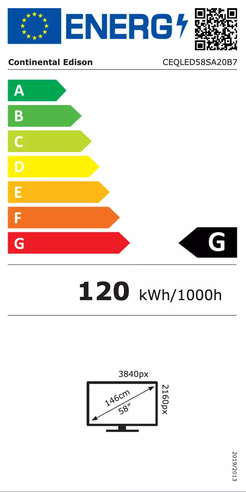 Page 1 de la notice Manuel utilisateur Continental Edison CEQLED58SA20B7
