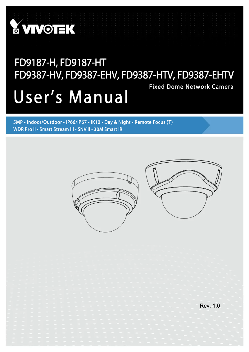 Page 1 de la notice Manuel utilisateur Vivotek FD9187-H