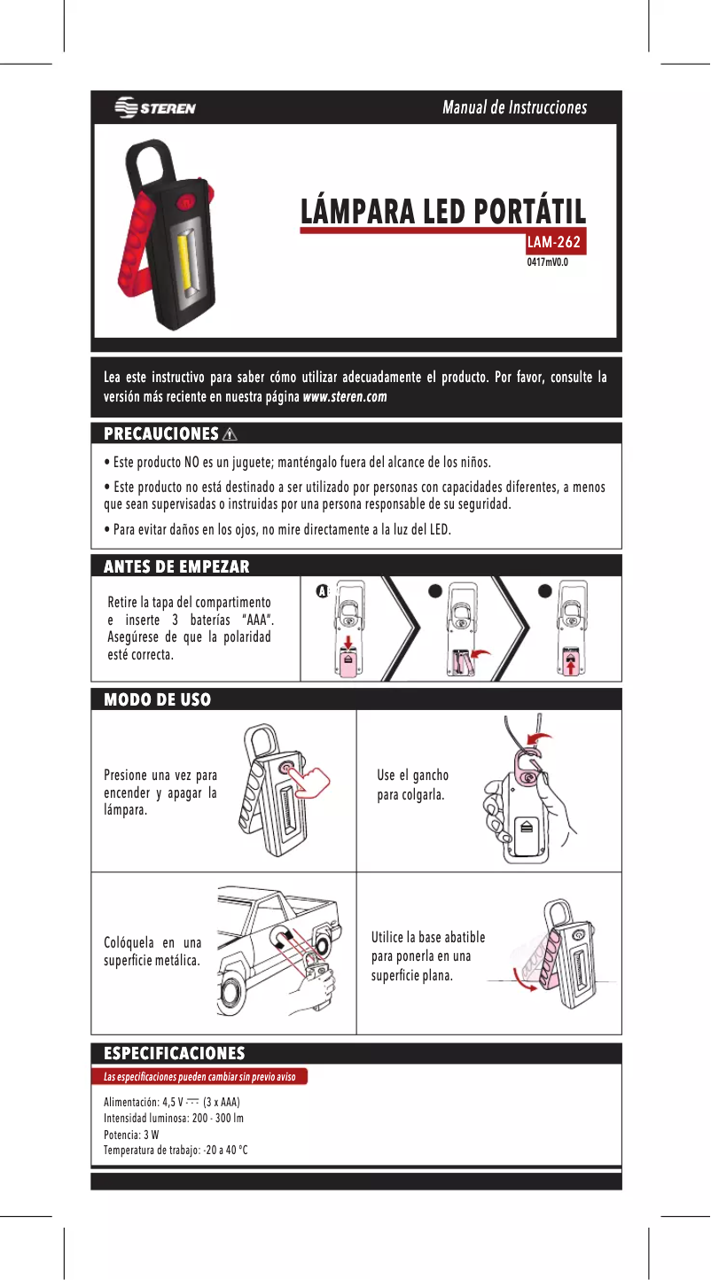 Página 1 del manual Manual de usuario Steren LAM-262