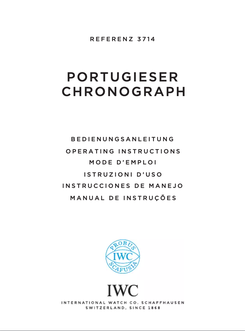 Page 1 de la notice Manuel utilisateur IWC Portugieser