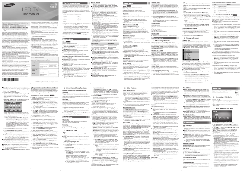Page n°1 - Manuel utilisateur Samsung UN50J5000AF