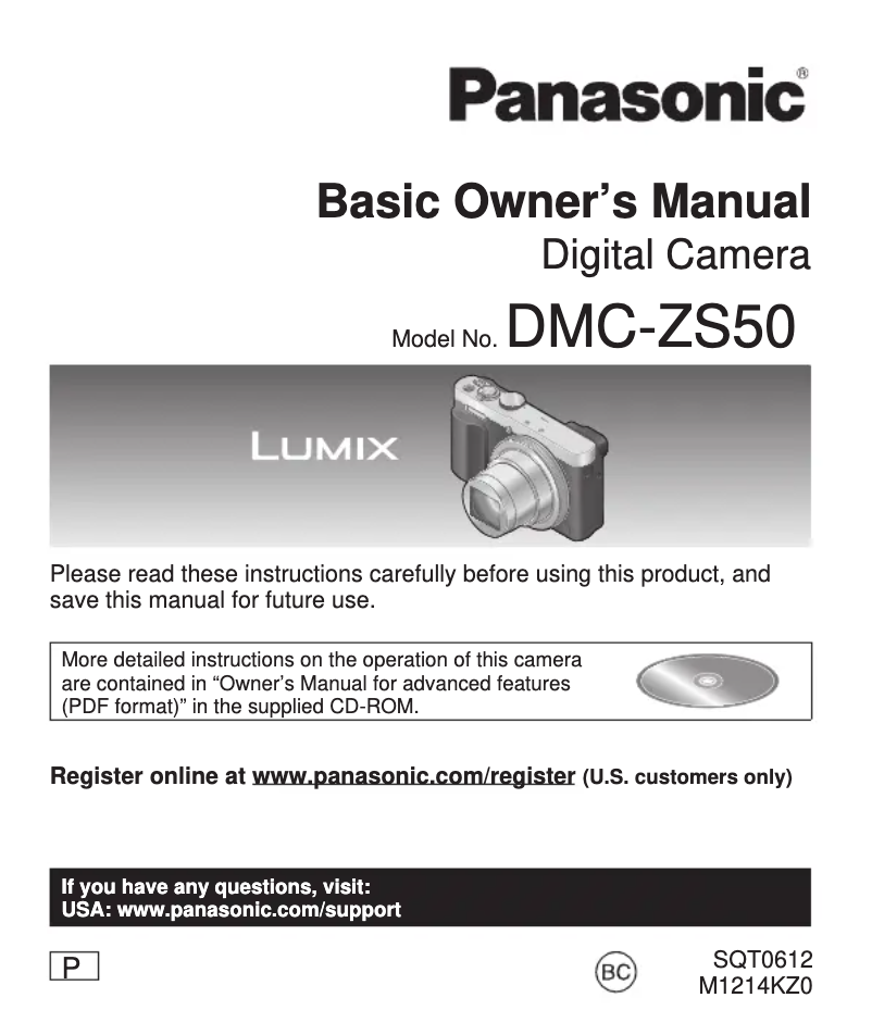 Page 1 de la notice Manuel utilisateur Panasonic Lumix DMC-ZS50K