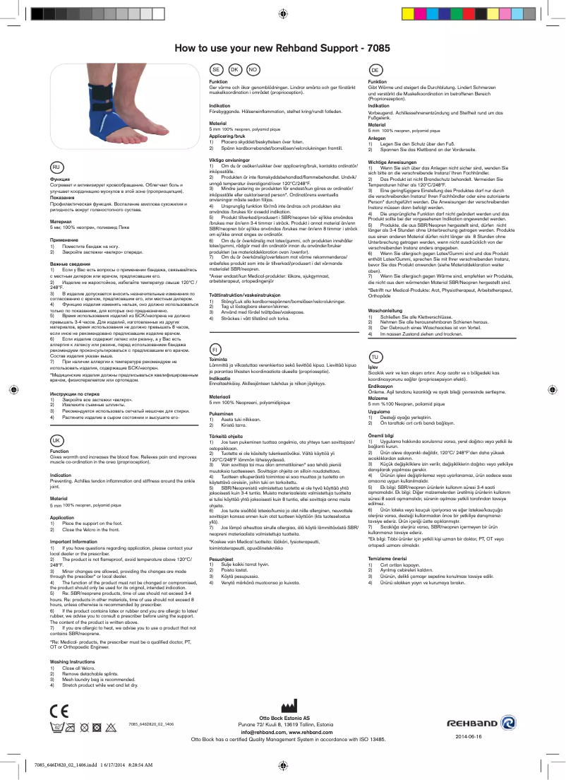 Page 1 de la notice Manuel utilisateur Rehband 7085