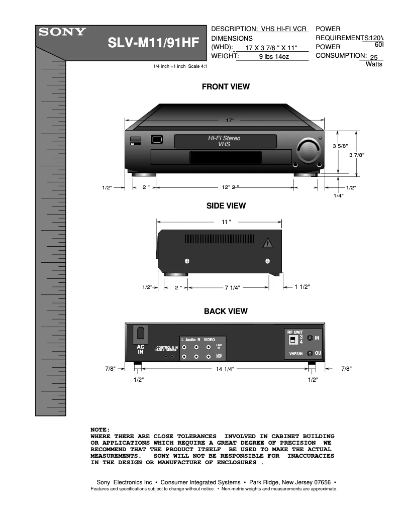 Page n°1 - Guide d'installation Sony SLV-M11HF