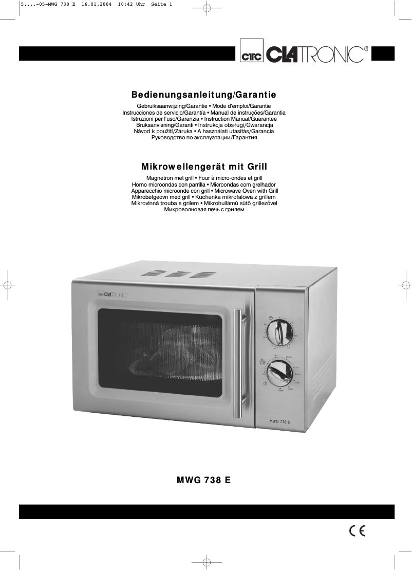 Image de la première page du manuel de l'appareil MWG 738