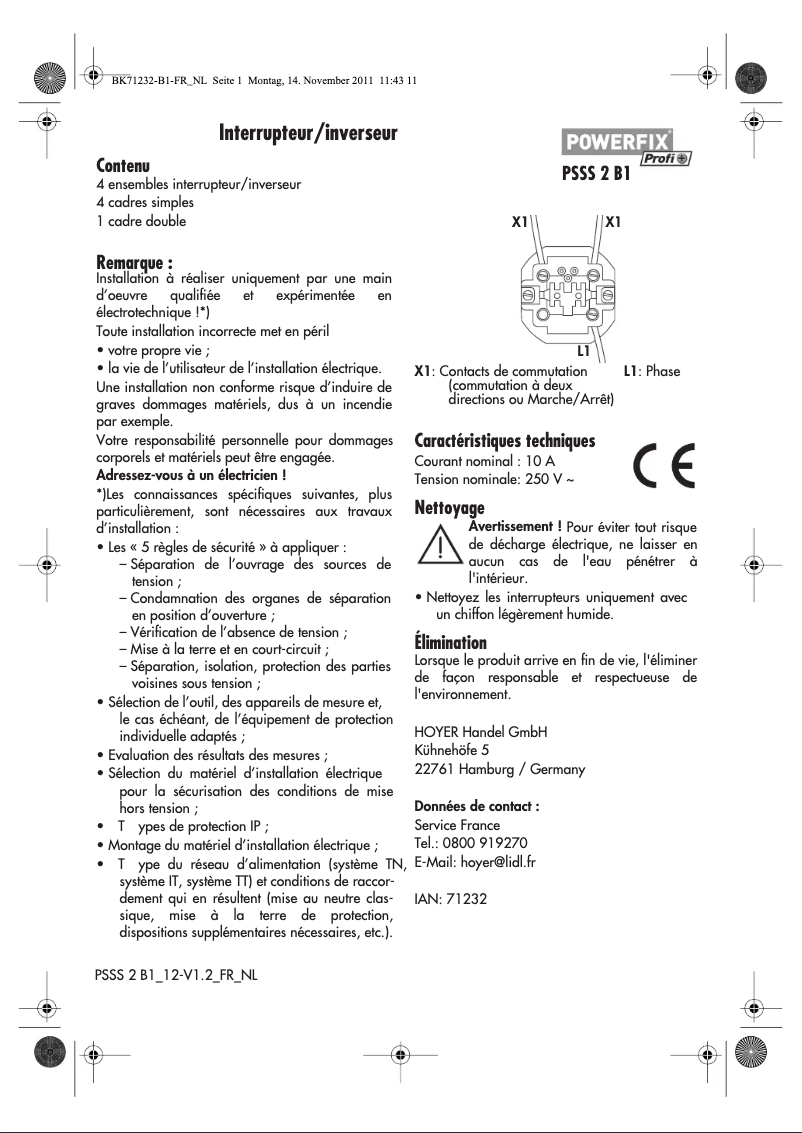 Page n°1 - Manuel utilisateur Powerfix PSSS 2 B1