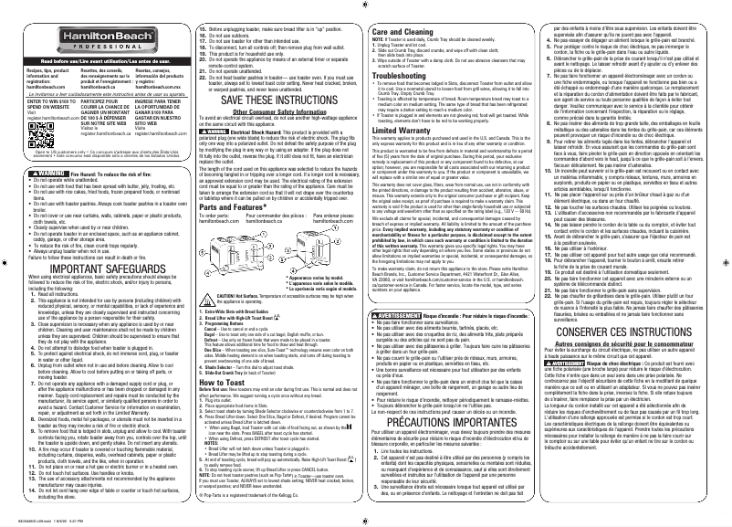 Imagen de la primera página del manual del dispositivo Sure-Toast 22991