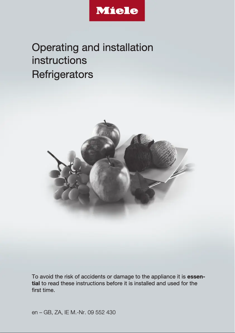 Page n°1 - Guide d'installation Miele K 12020 S-1