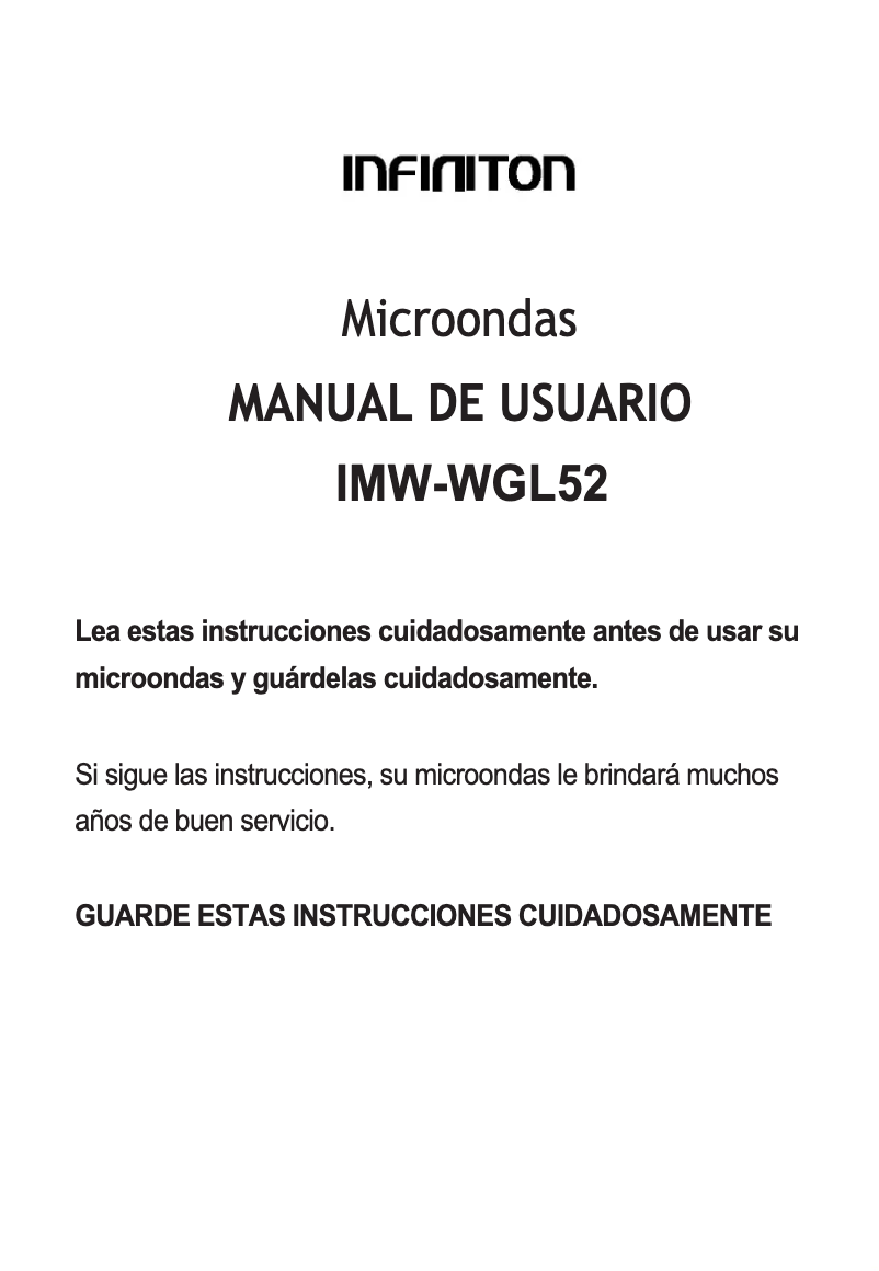 Page n°1 - Manuel utilisateur Infiniton IMW-WGL52