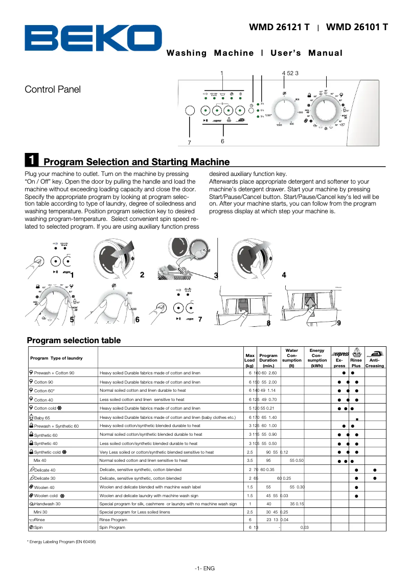 Image de la première page du manuel de l'appareil WMD 26101 T
