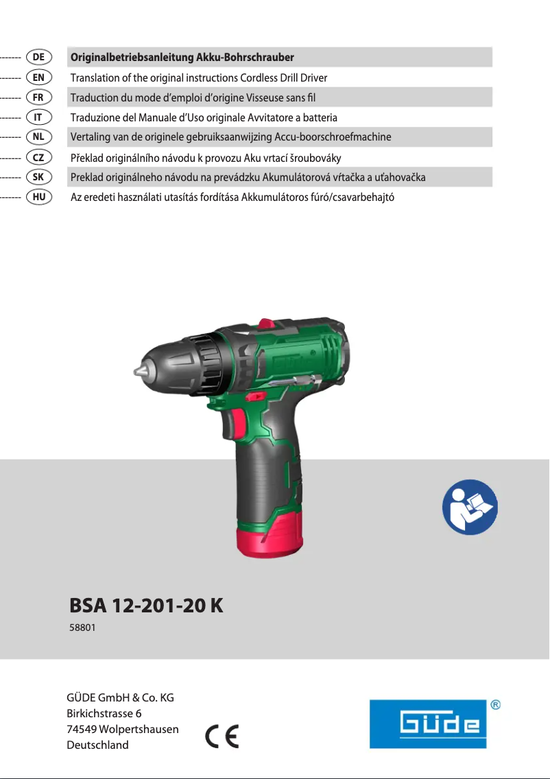 Image de la première page du manuel de l'appareil BSA 12-201-24K