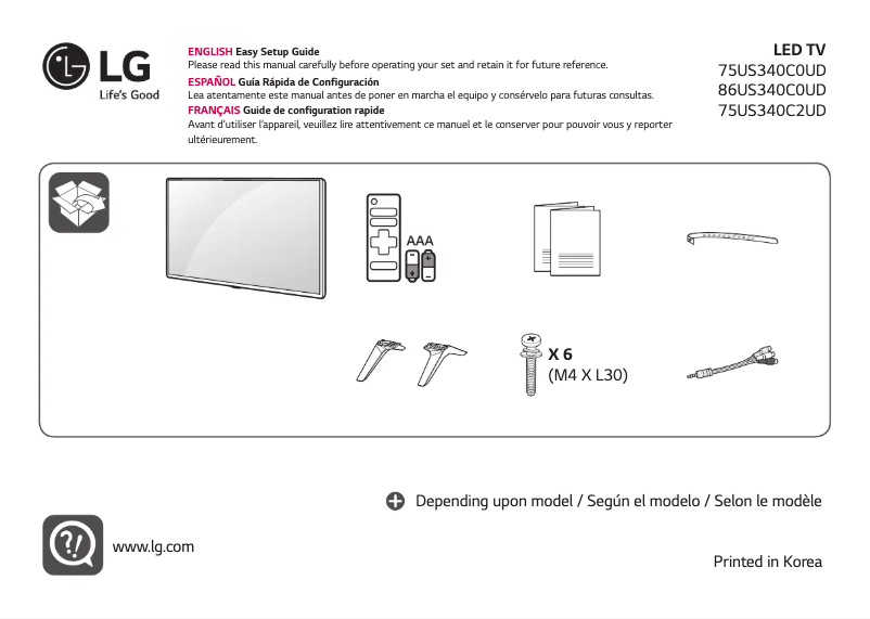 Imagen de la primera página del manual del dispositivo 86US340C0UD