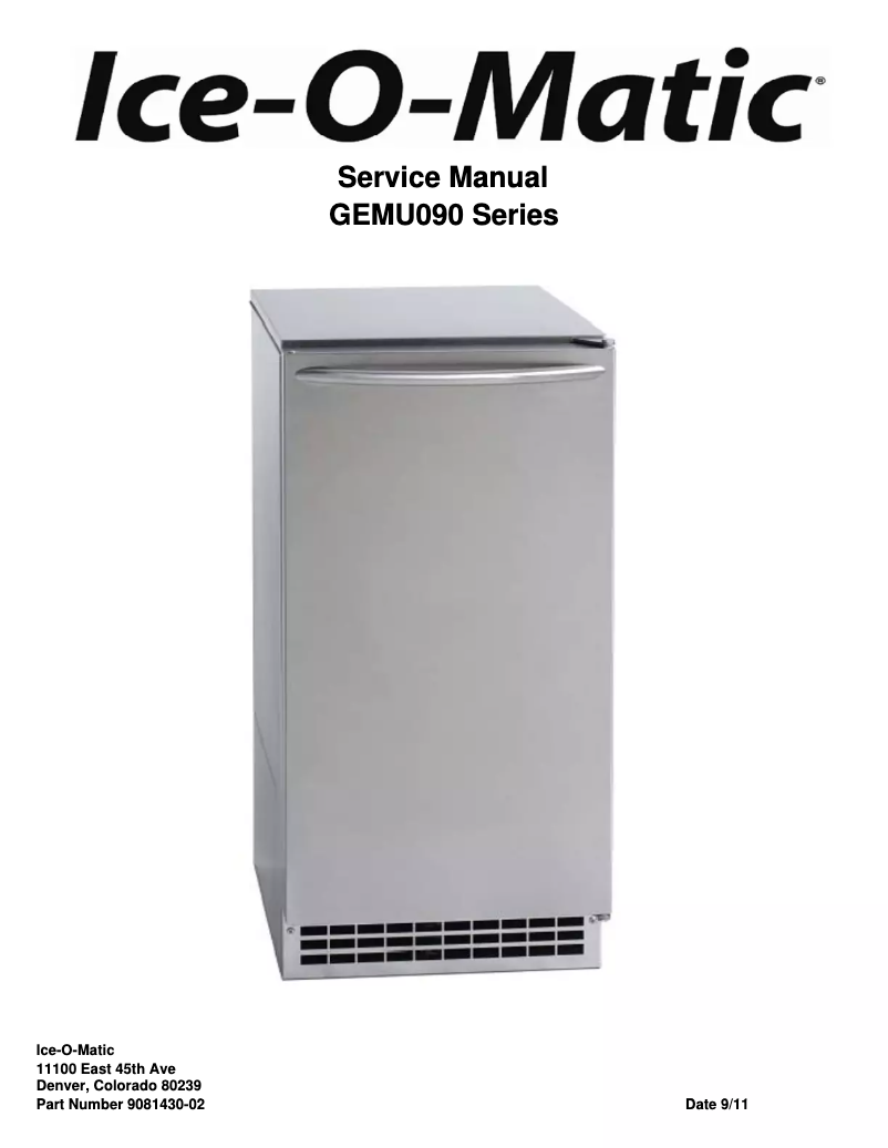 Page n°1 - Manuel utilisateur Ice-O-Matic GEMU090