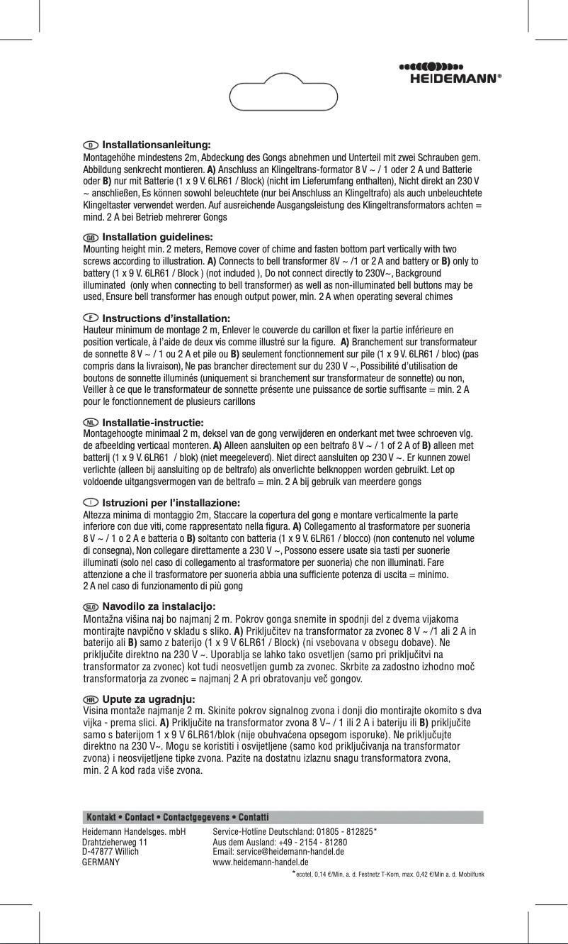 Page 1 de la notice Manuel utilisateur Heidemann 70207