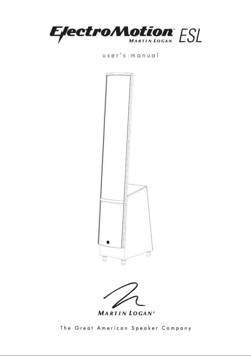 Page n°1 - Manuel utilisateur Martin Logan ElectroMotion ESL