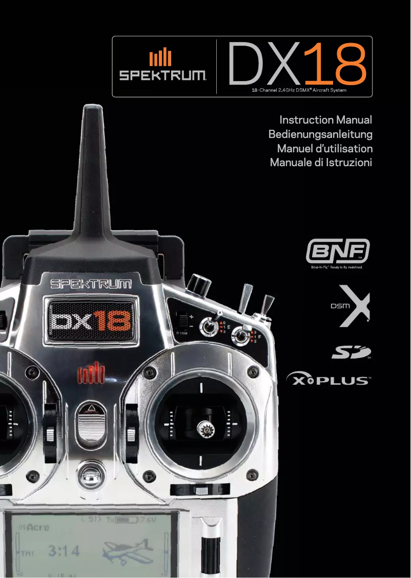 Image de la première page du manuel de l'appareil DX18 18 Channel System Generation 2 Mode 1