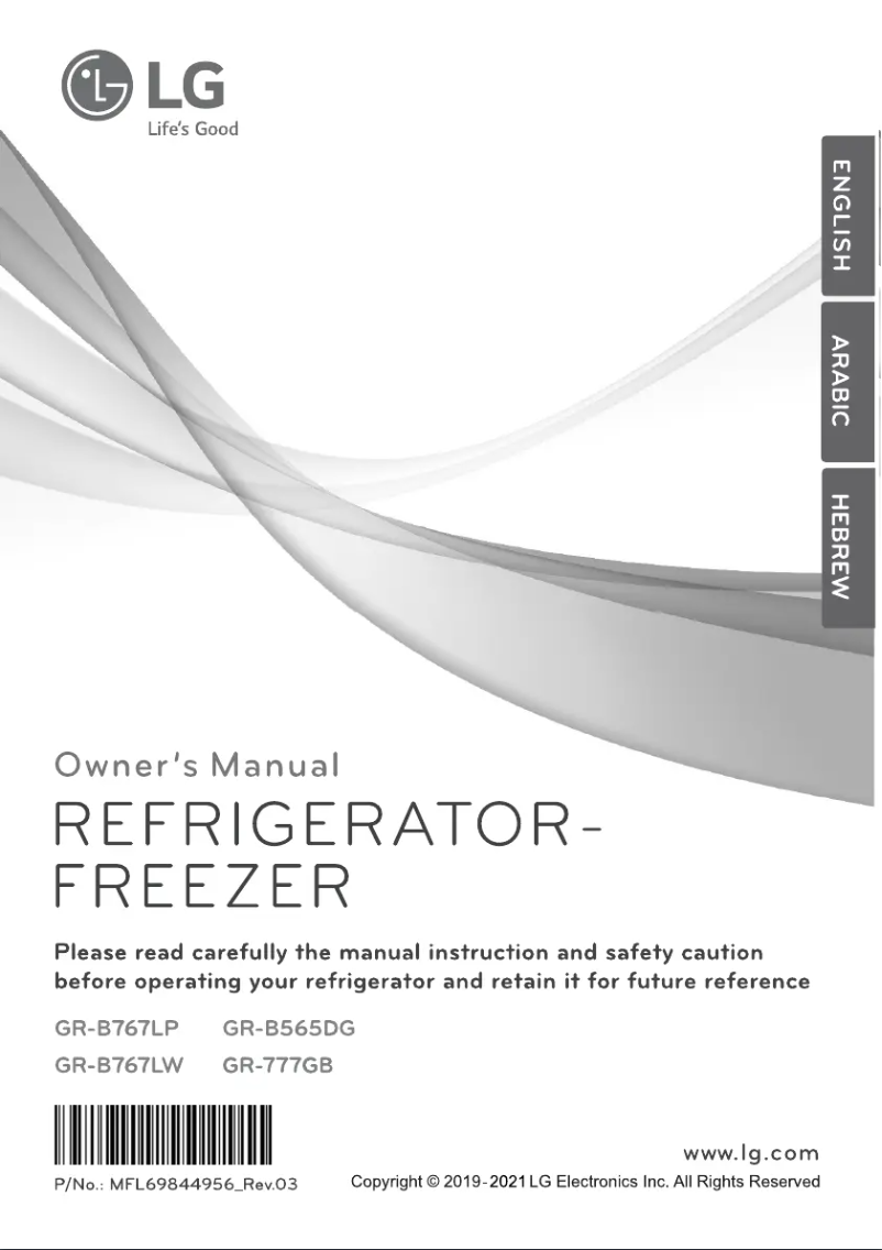 Page 1 de la notice Manuel utilisateur LG GR-777GB