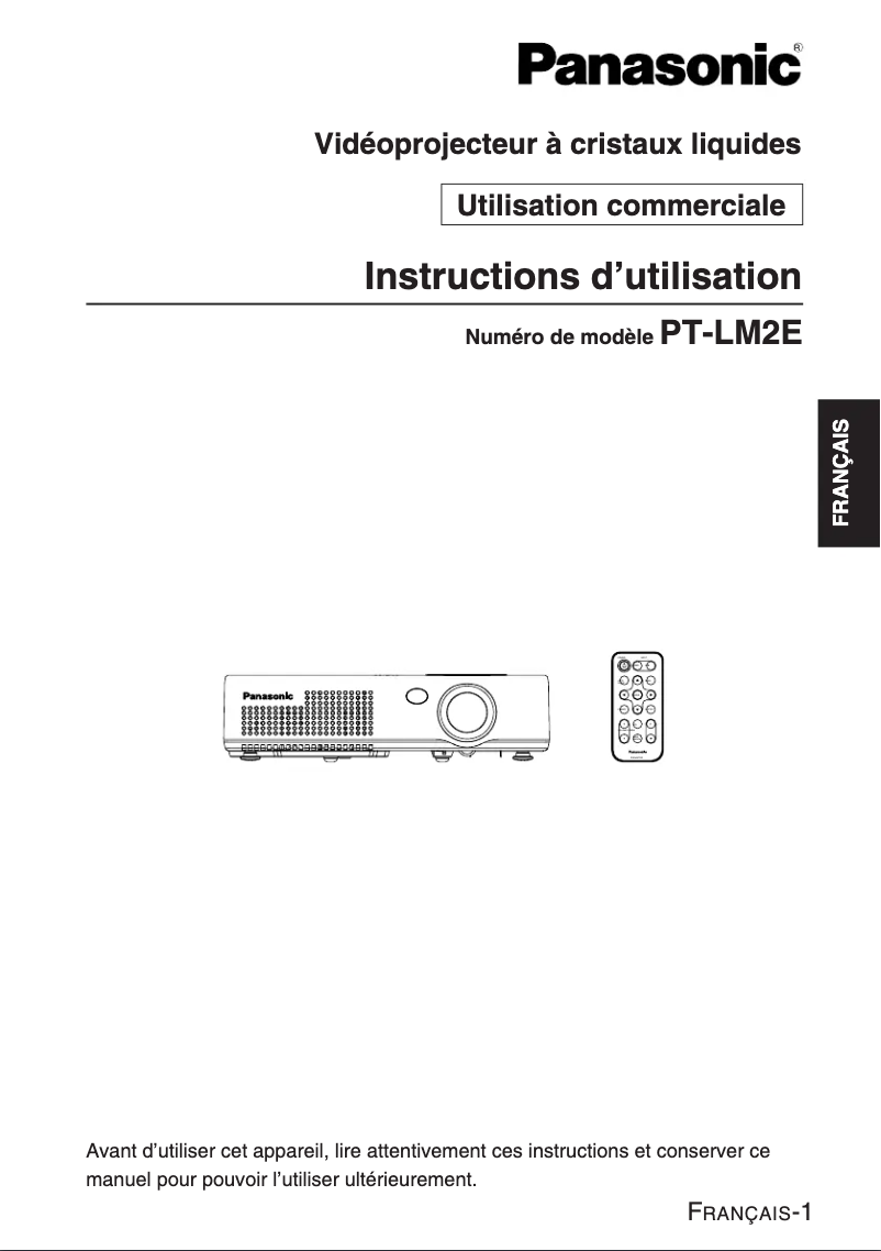 Page 1 de la notice Manuel utilisateur Panasonic PT-LM2E