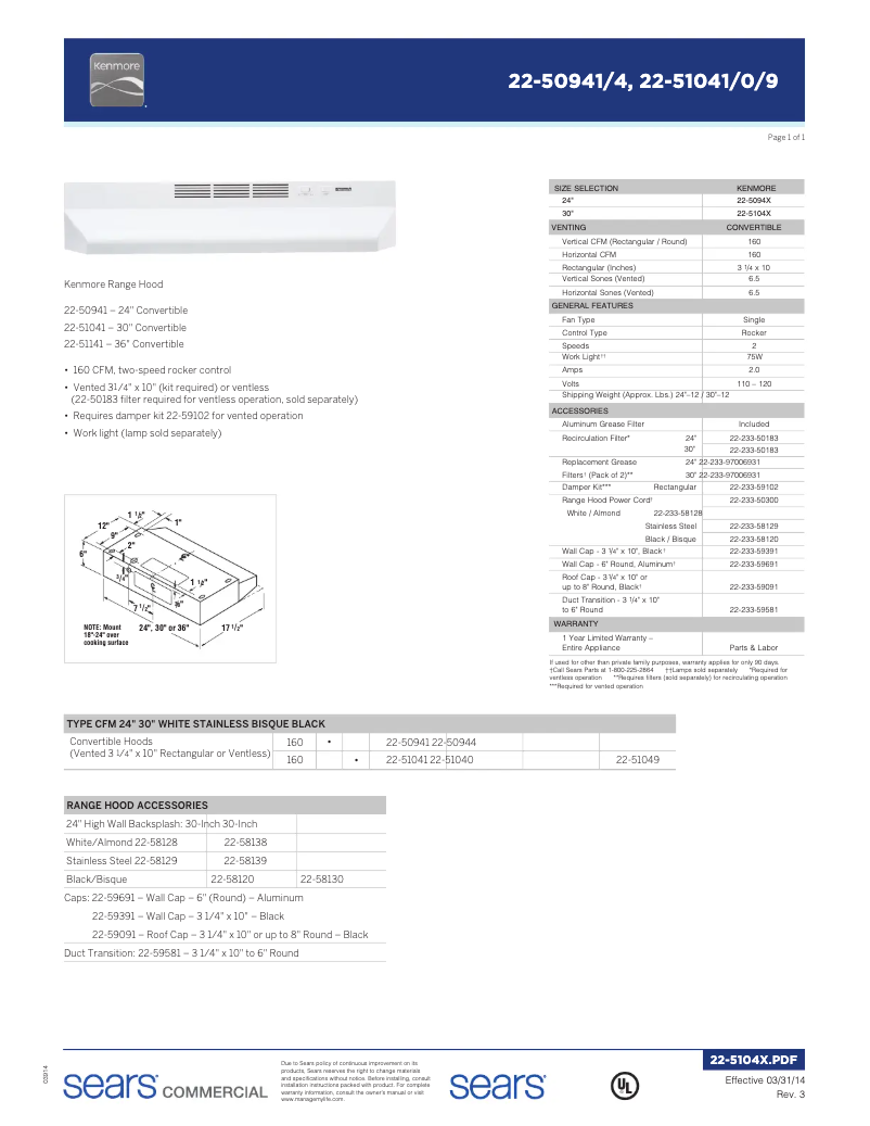 Página 1 del manual Manual de usuario Kenmore 50941