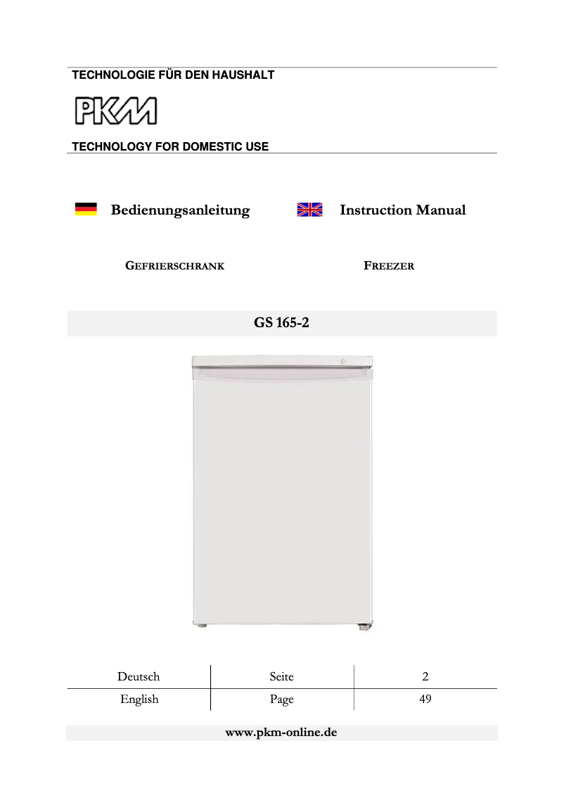 Page n°1 - Manuel utilisateur PKM GS165-2