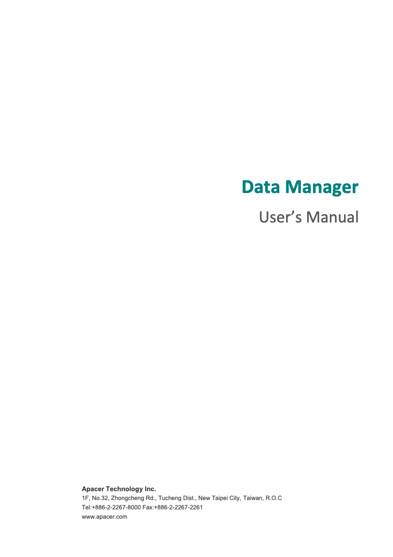 Page n°1 - Manuel utilisateur Apacer AC632